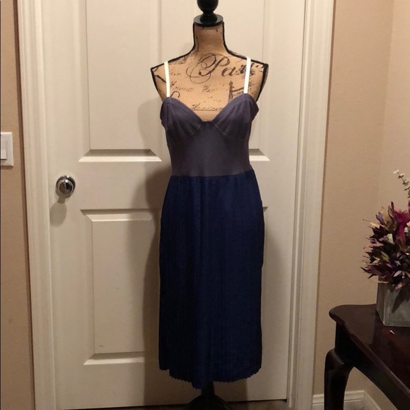 Grey and blue pleated Dress - Picture 1 of 8